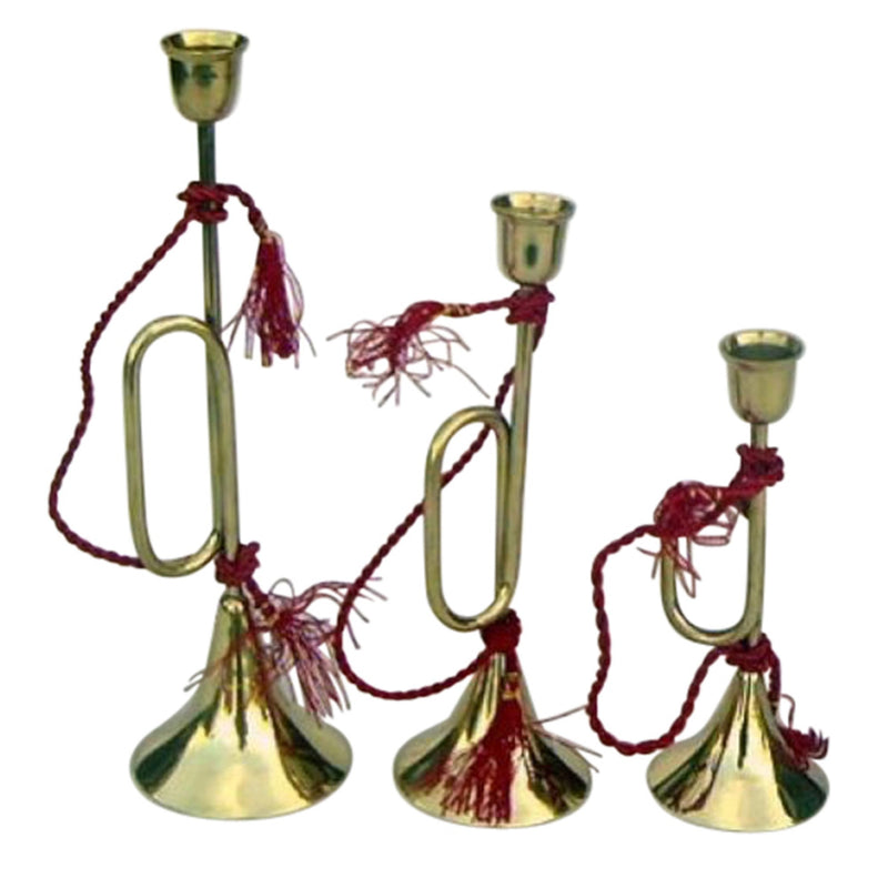 BR 2232 - Solid Brass Candle Holders, Trumpet Set/3