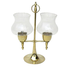 BR 2246 - Brass Candle Holder Lamp, Glass Chimney