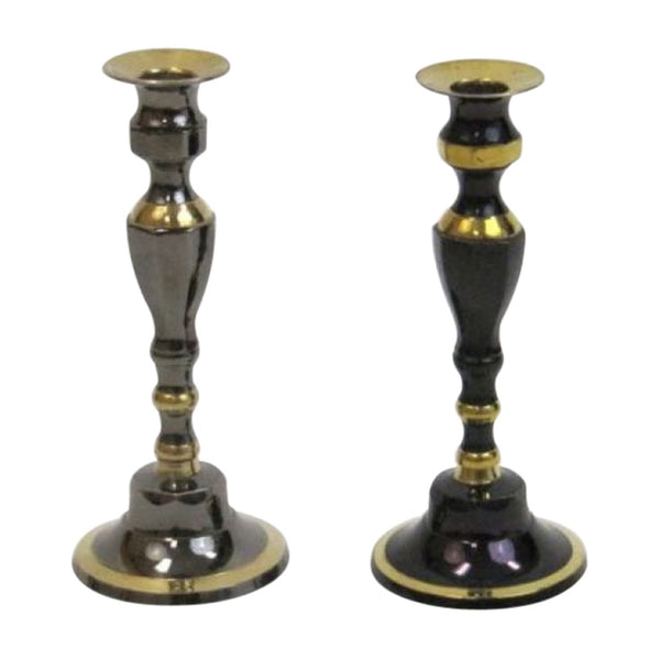 BR 2266 - Solid brass Candle Stick Holder, Black