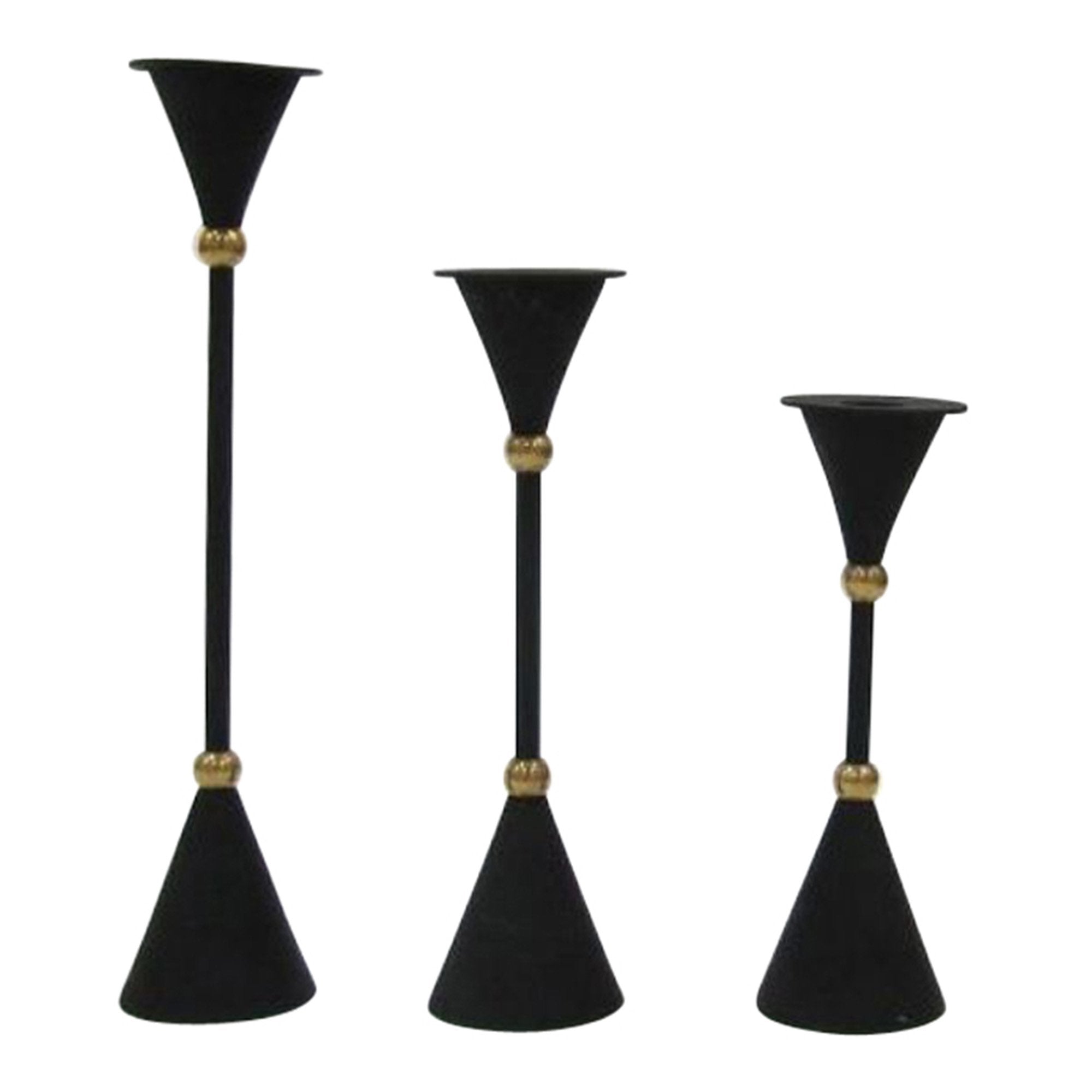 BR 22774 - Solid Brass Candle Holder Set/3 Black