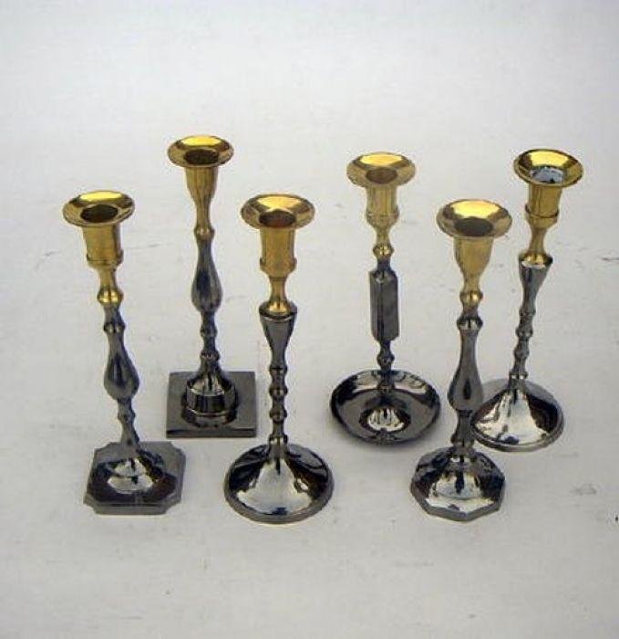 BR 2278B - Solid Brass Candle Holders, Black Set/6