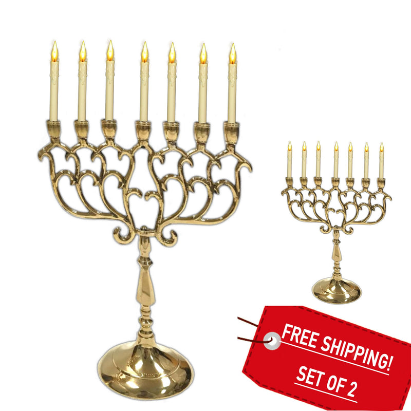 BR 2291 - 7-Branch Brass Temple Menorah (medium)