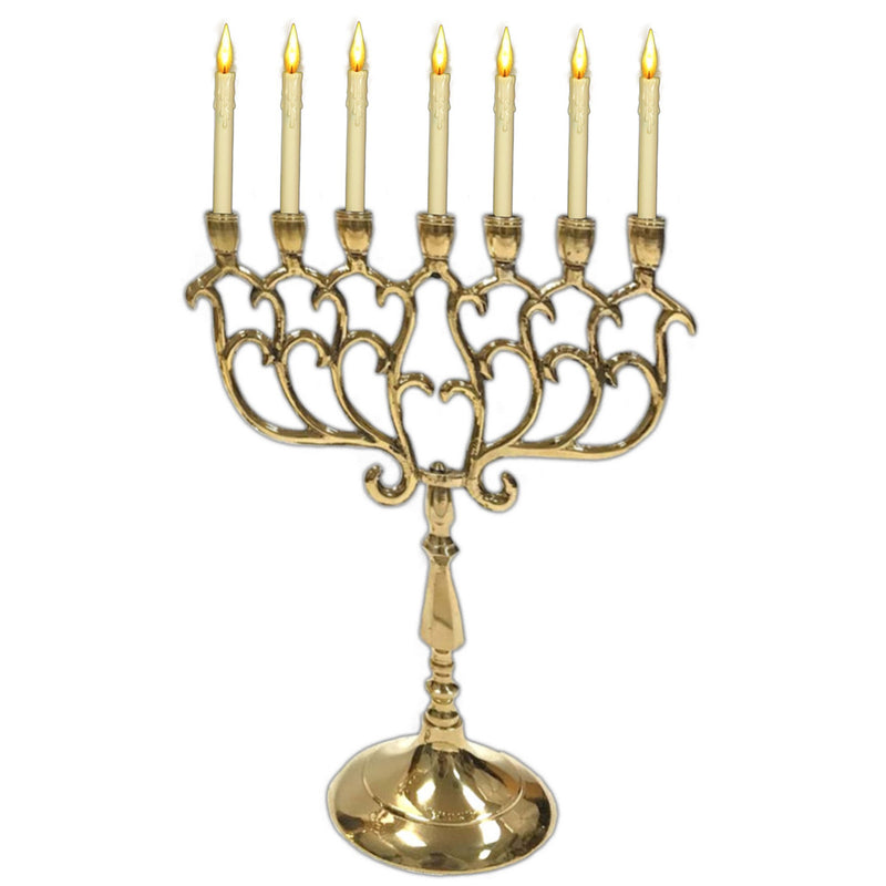 BR 2291 - 7-Branch Brass Temple Menorah (medium)