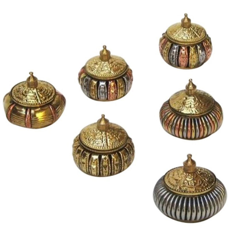 Tricolor Brass Container Set of 6