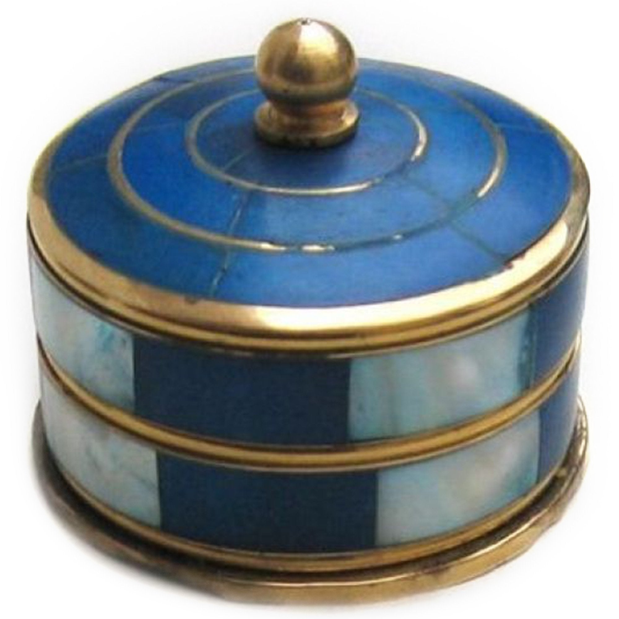 BR 23300 - Round Box Mother of Pearl BLUE / PINK