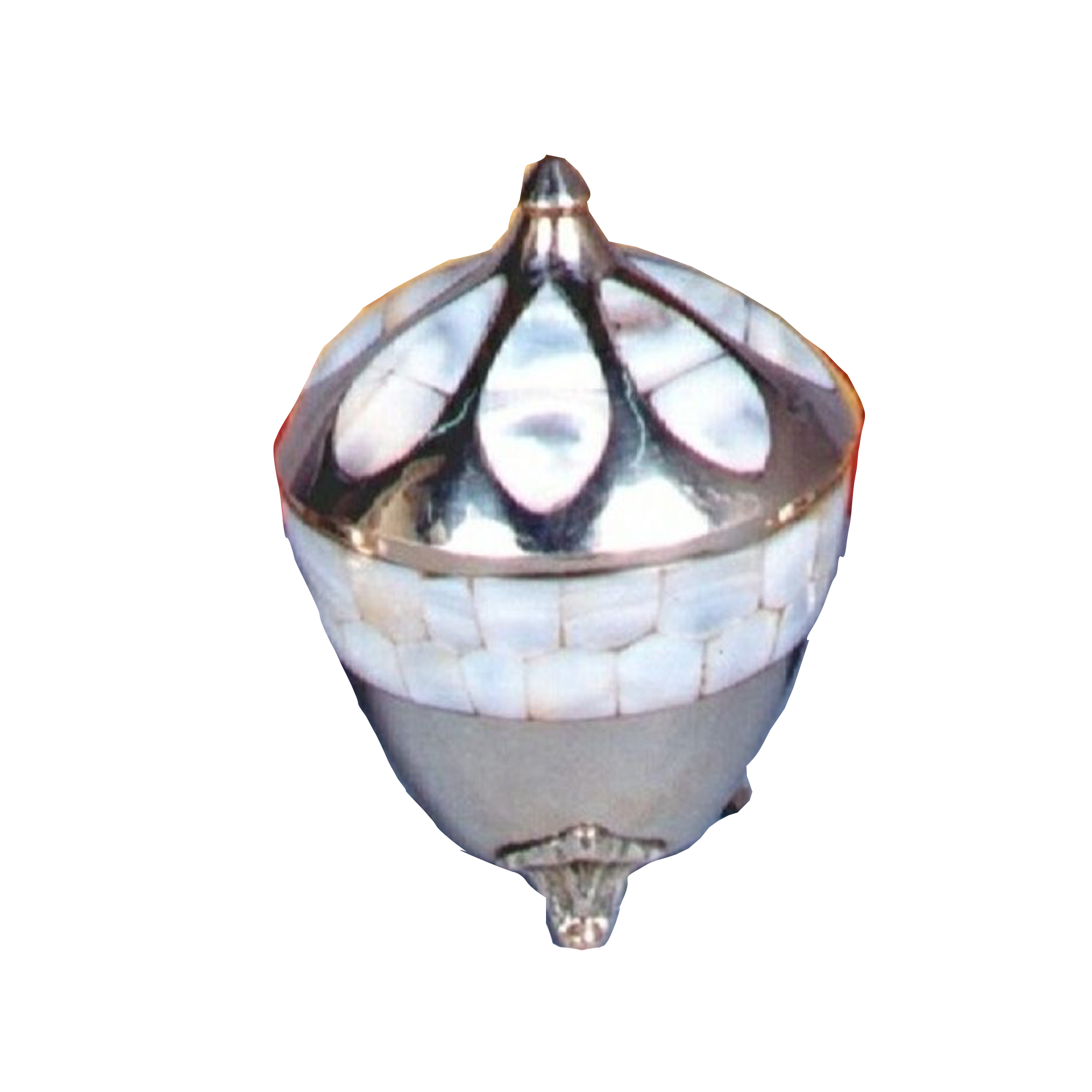 BR 23303 - Brass Powder Pot, Mother of pearl