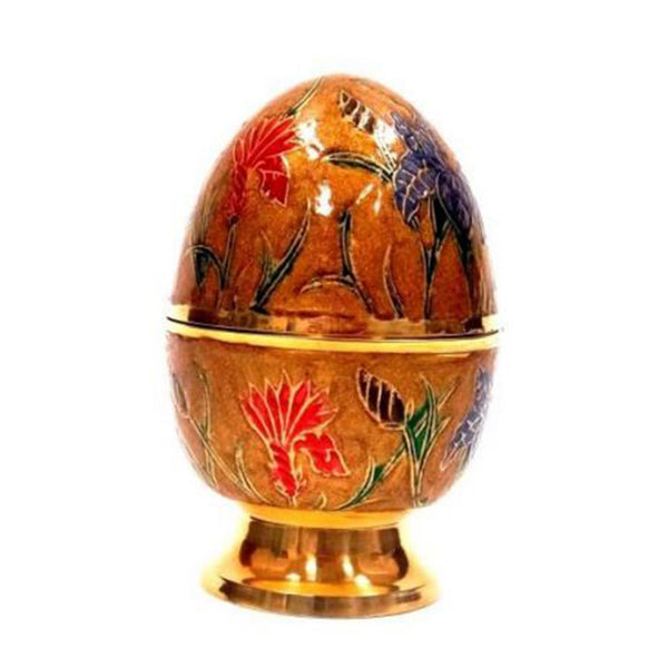 BR 2335 - Solid Brass Egg Box With Stand, Enamel