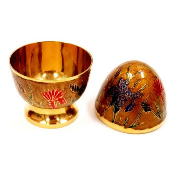 BR 2335 - Solid Brass Egg Box With Stand, Enamel