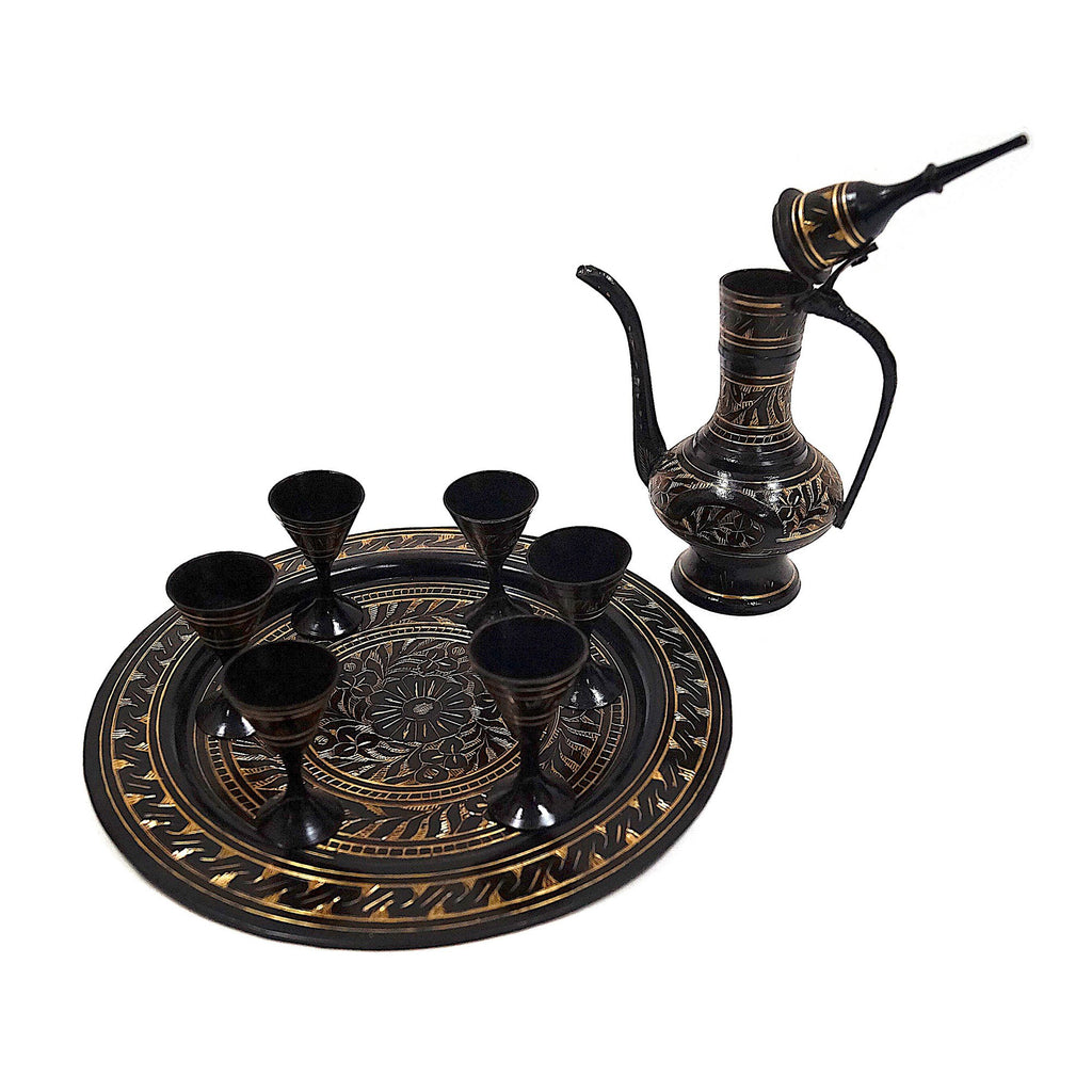 BR 2351A - Etched Brass Wine Set