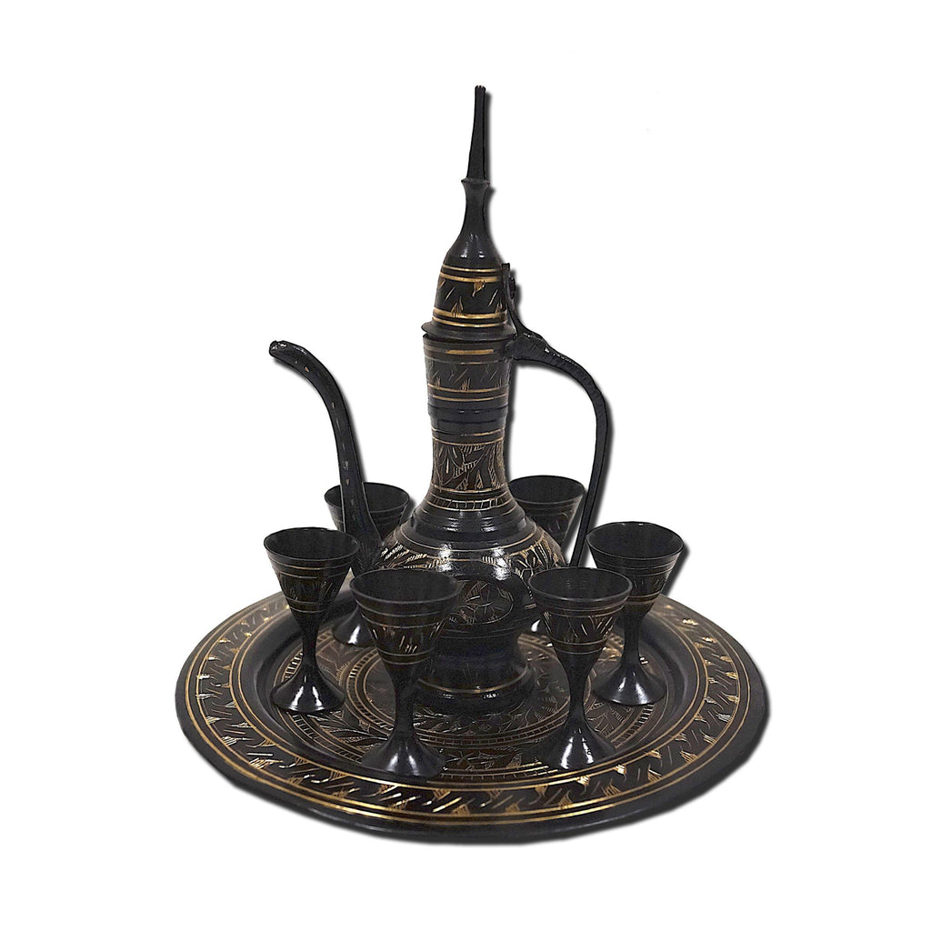 BR 2351A - Etched Brass Wine Set
