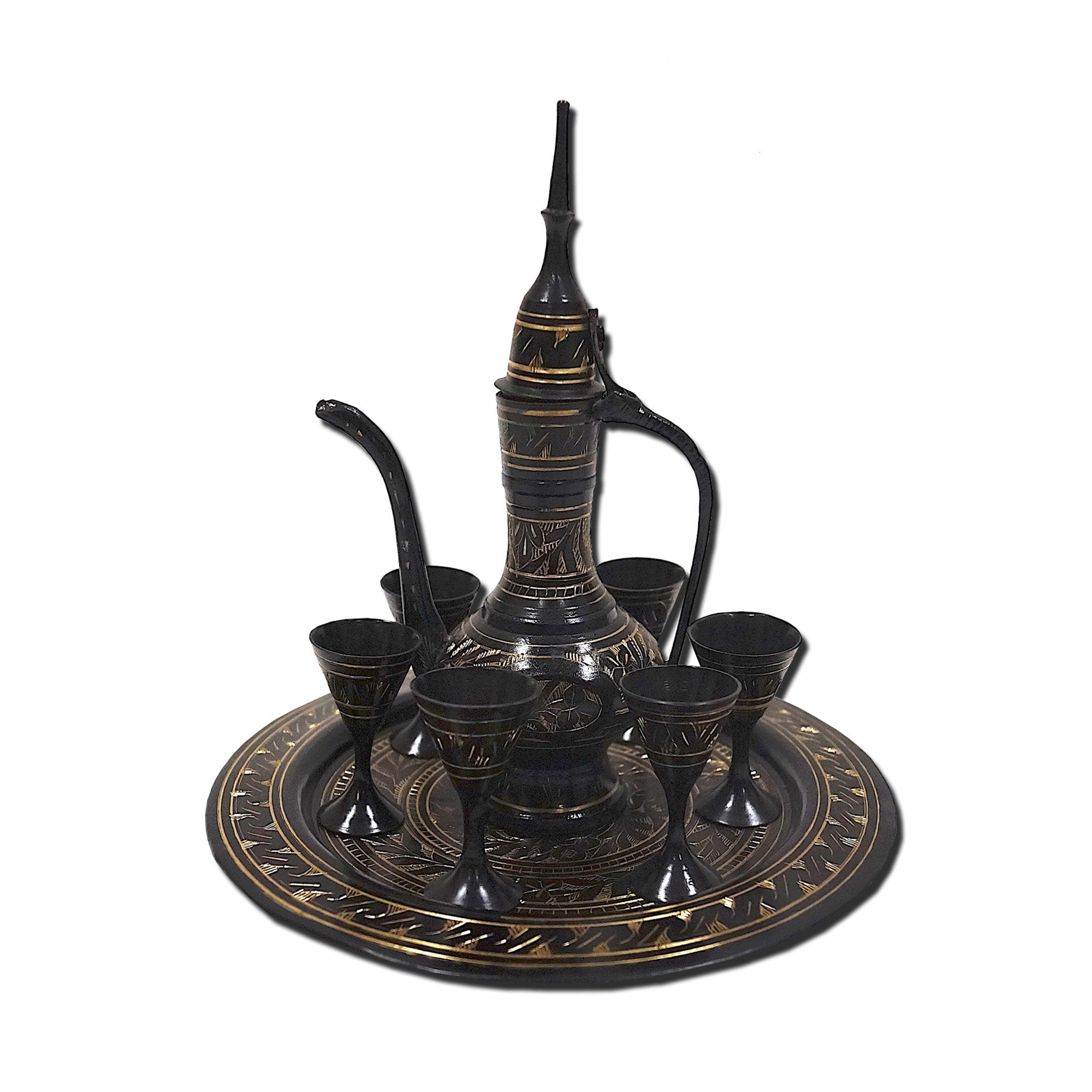 BR 2351A - Etched Brass Wine Set