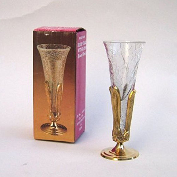 BR 24014 - Brass Stand With Crackle Glass Vase
