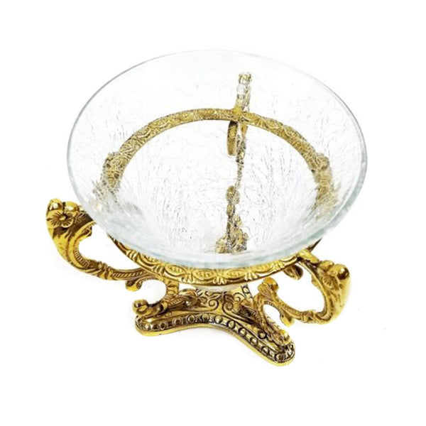 BR 2410 - Brass Stand Crackle Glass Container