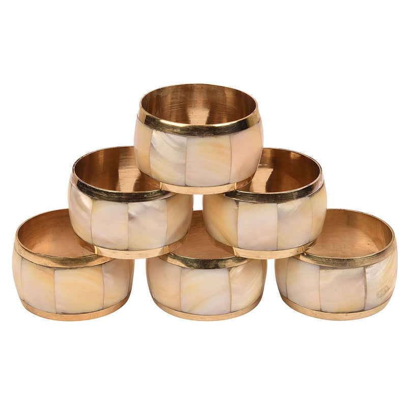 BR 2718 - Napkin Rings, Brass / Mother of Pearl