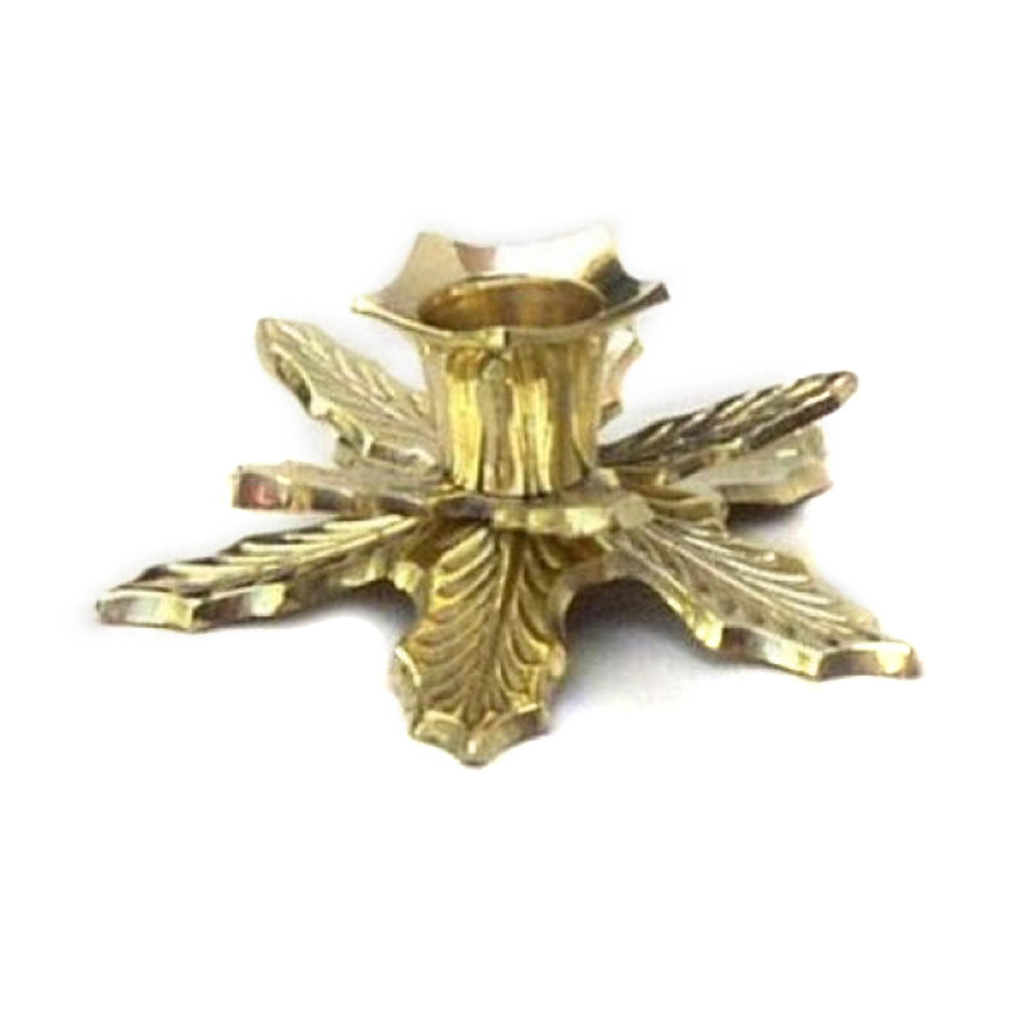 BR 31329 - Christmas Leaf Candle Holder, solid Brass