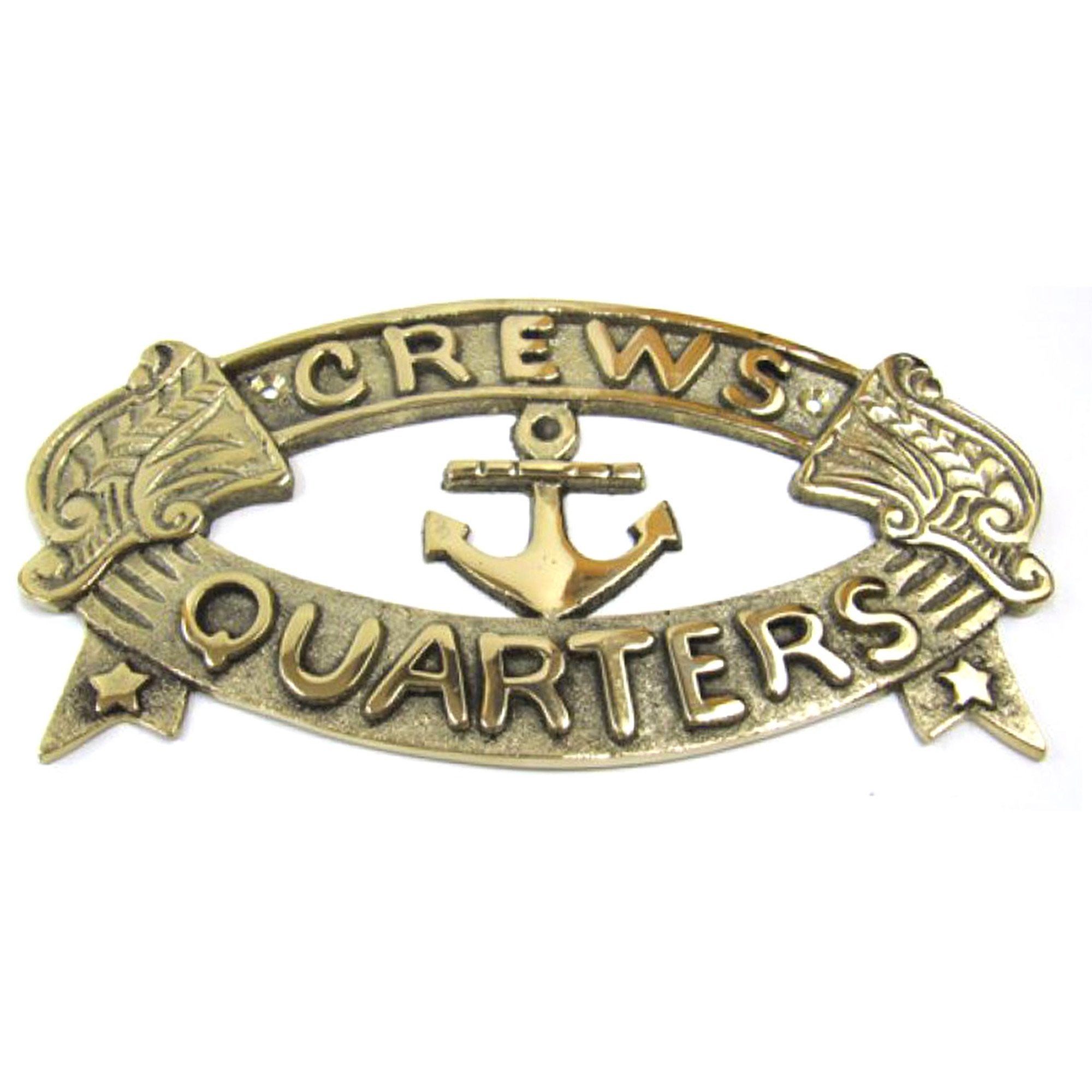 BR 48230 - Solid Brass Door Sign, CREW'S QUARTERS 8x4"