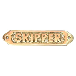 BR 48235 - Solid Brass Door Sign "Skipper" 5.875"