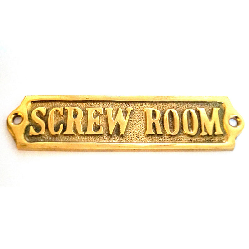 BR 48237 - Door Sign "Screw Room" Solid Brass, 5.125"