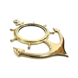 BR 48252 - Brass Anchor Wheel Mirror, 18"