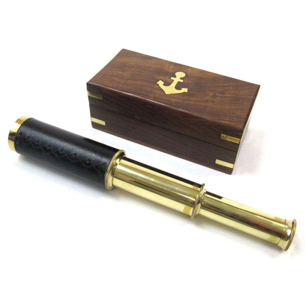 BR 48255 - Pullout Telescope 9" w/ Wooden Box