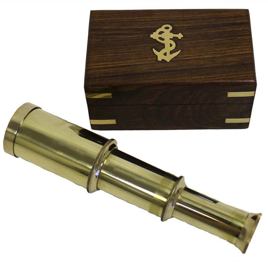 BR 48256H - Brass Pullout Telescope 6", w/ Heavy Box