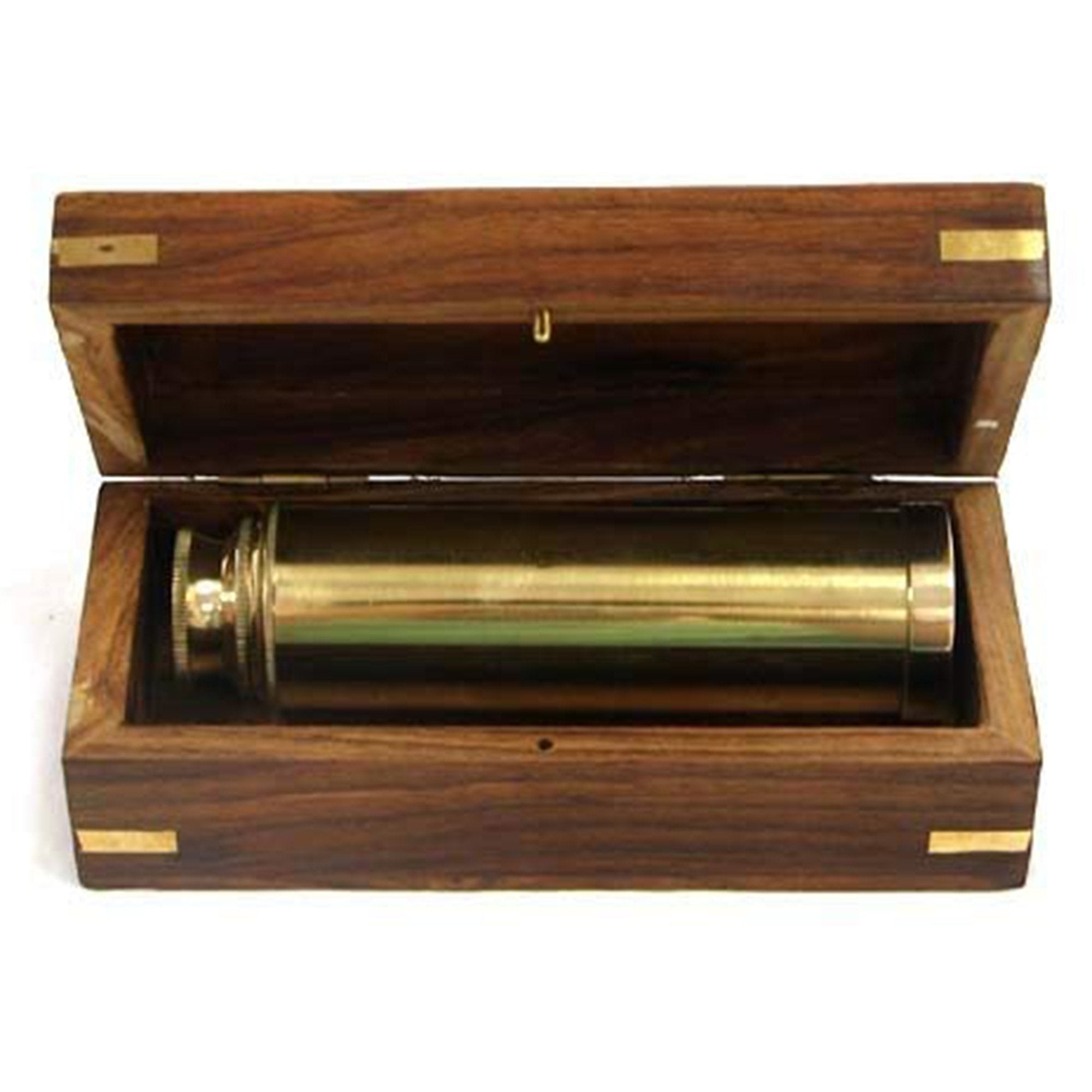 BR 48258B - Pullout Telescope 9" Solid Brass Pipe w/ Wood Box