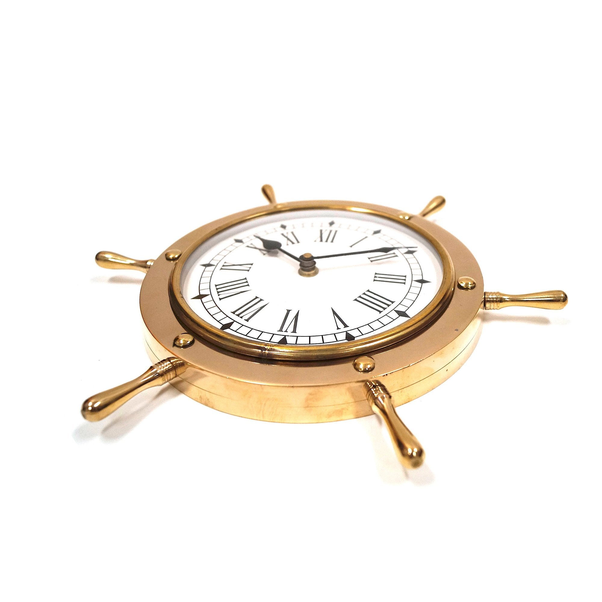 BR 48270 - Brass Ship Wheel Clock (7082), 11"