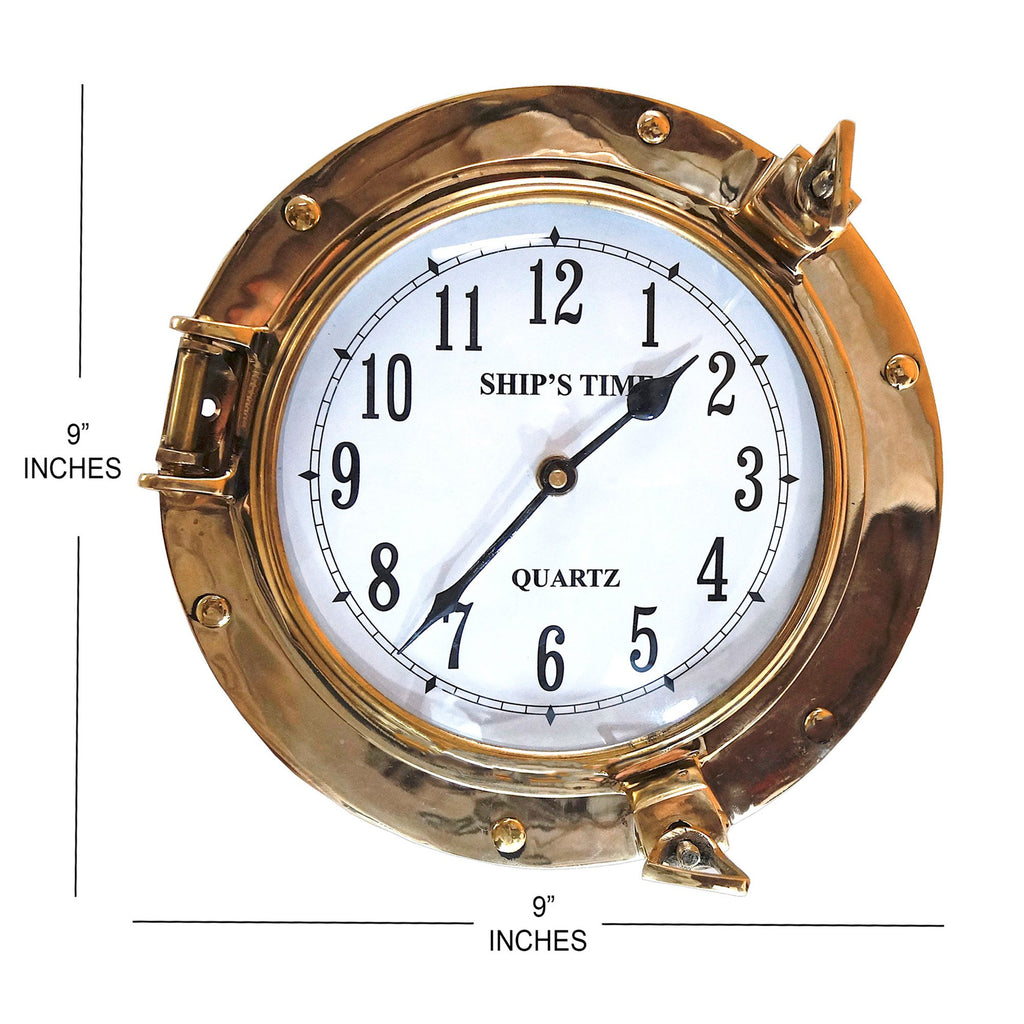 BR 48271 - Brass Porthole Clock (7083), 8.5"