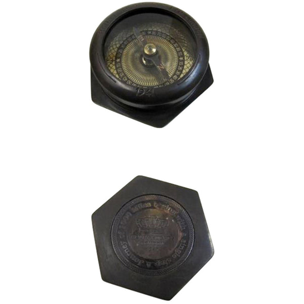 BR 48392 - Brass Hexagonal Compass, antique "A JOURNEY OF 1000 MILES(IE786123)