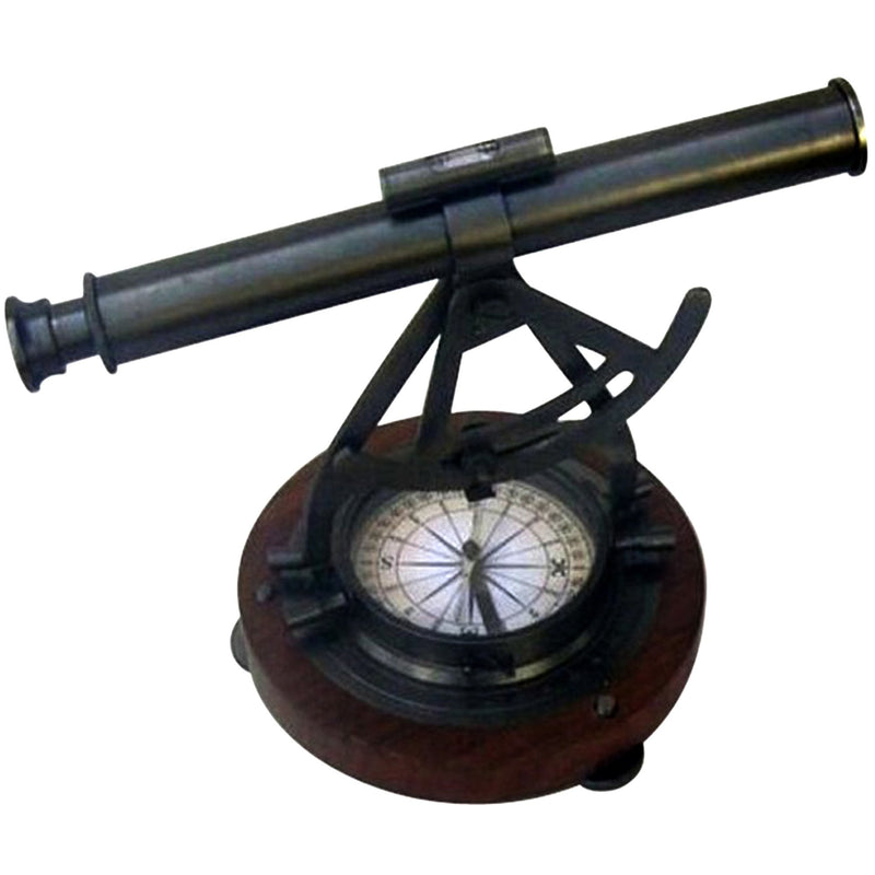 Alidade Theodolite Compass, Wooden Base