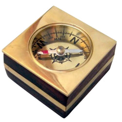 BR 4841 - Wooden Desk Compass, Brass Inlay