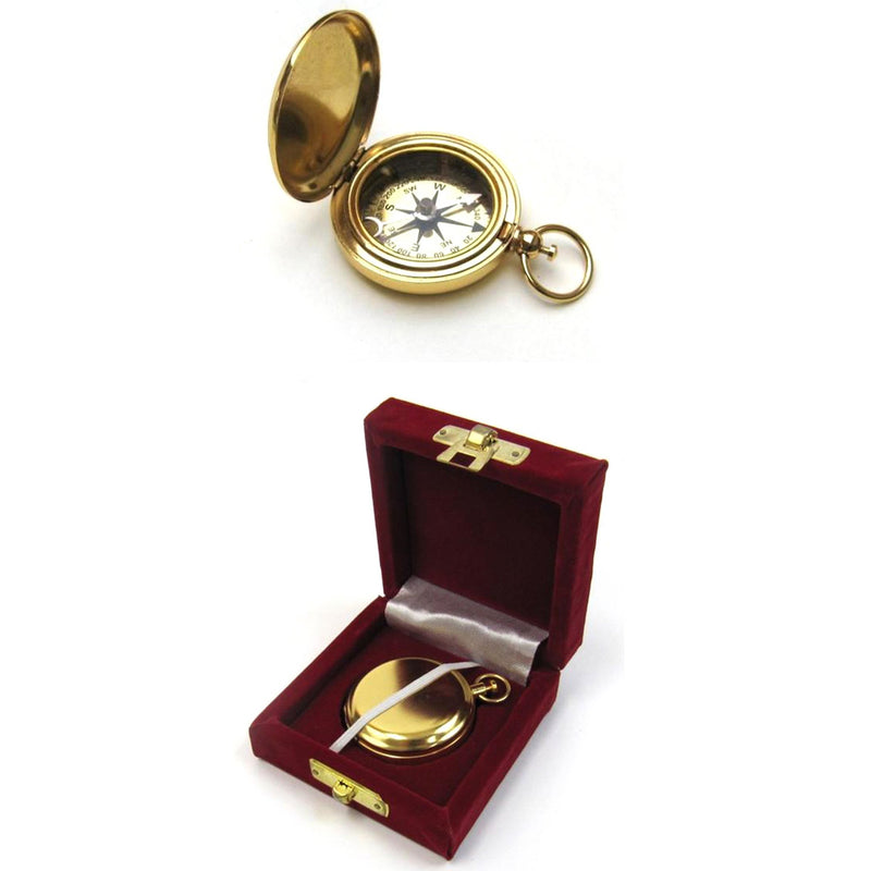 BR 4842G - Gold Plated Dalvey Style Compass w/ Gift Box