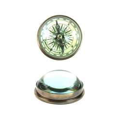 BR 484409 - paper weight marine desktop compass. Antique brass, felt lining (22)