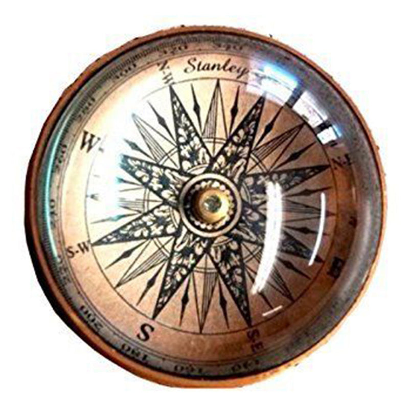 BR 484409 - paper weight marine desktop compass. Antique brass, felt lining (22)