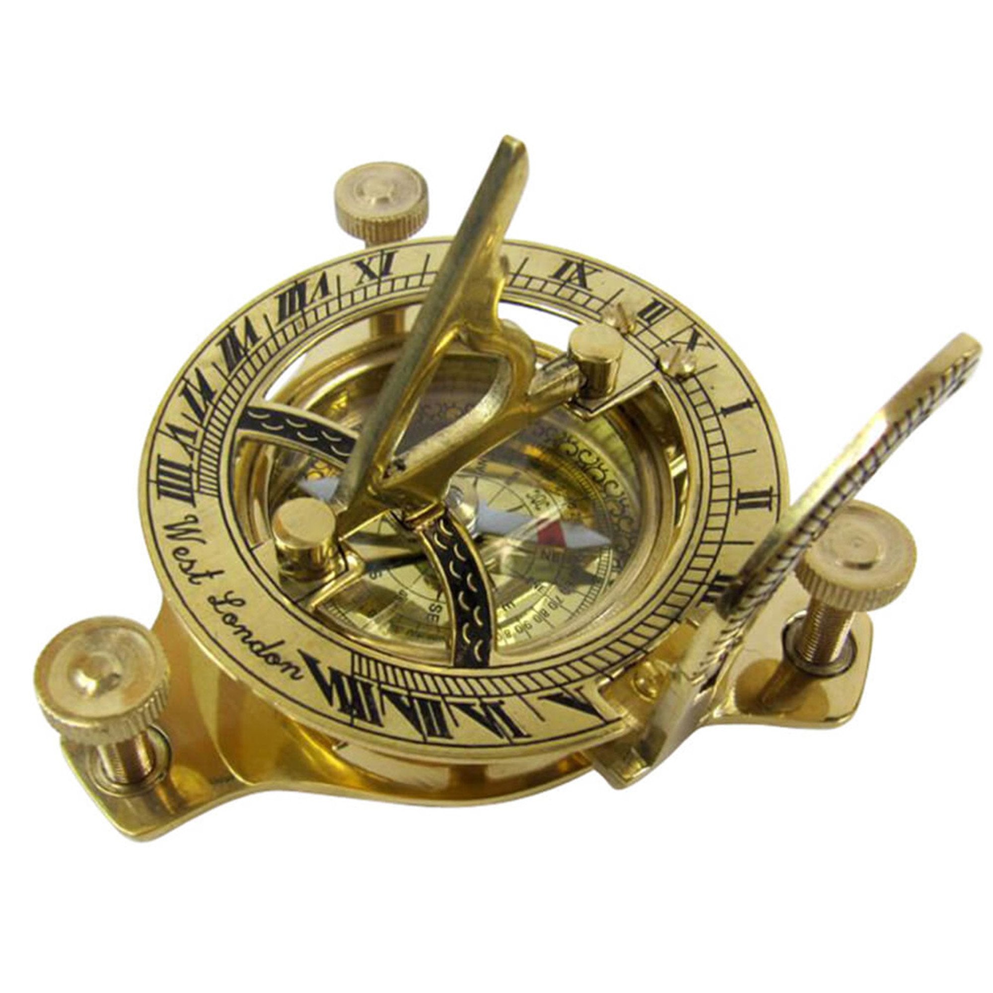 BR 48445A - Brass Sun Dial Compass w/ Box