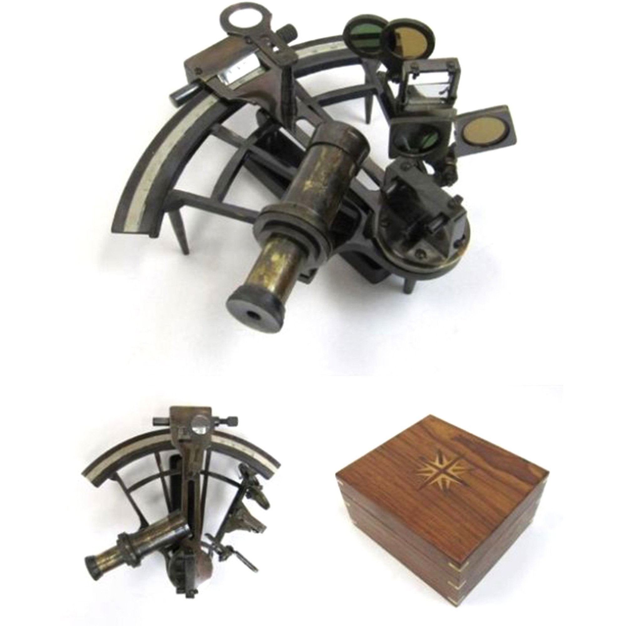BR 48503K - Kelvin & Hughes Sextant Antique finish, Wood Box