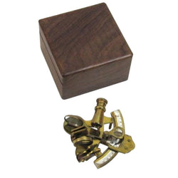 BR 4850B - Aged Brass Sextant with Wooden Box, 4"