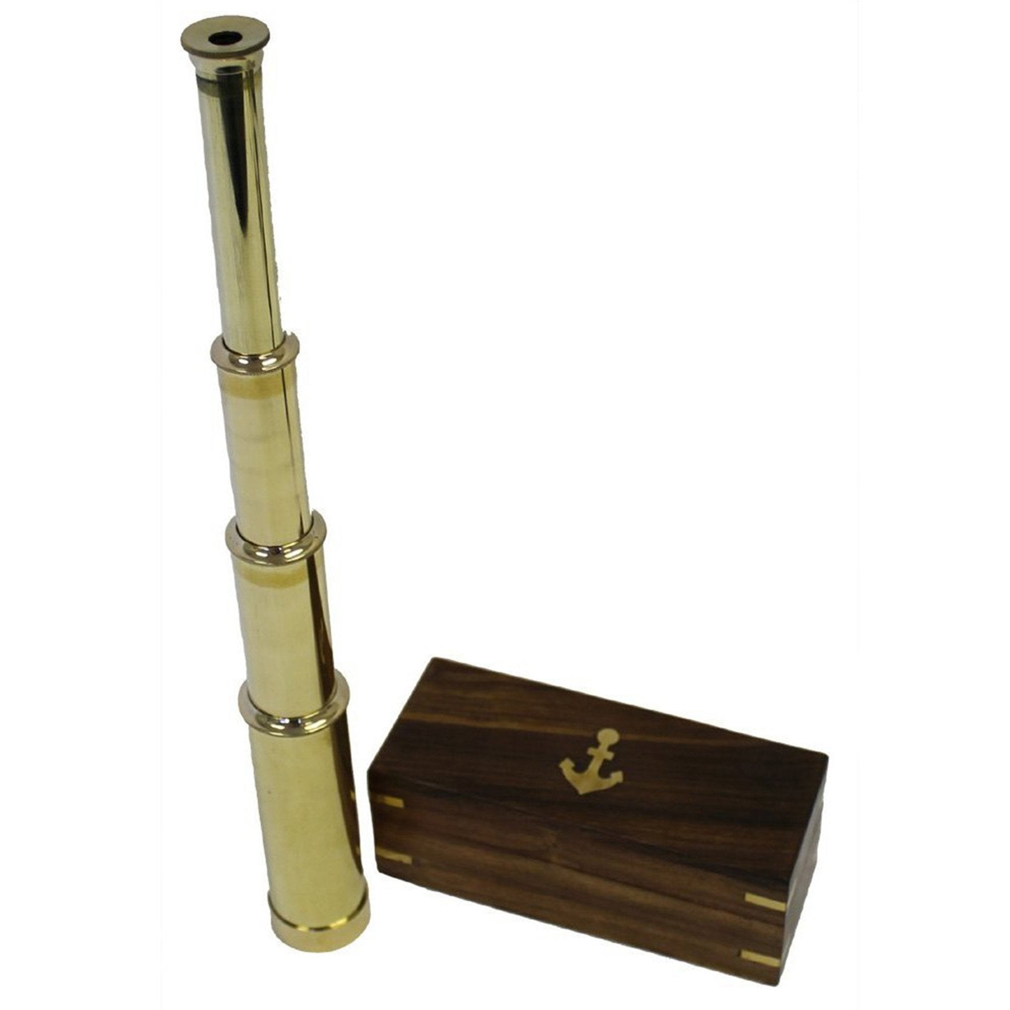 BR 48521 - Solid Brass Pullout Telescope, Wooden Box