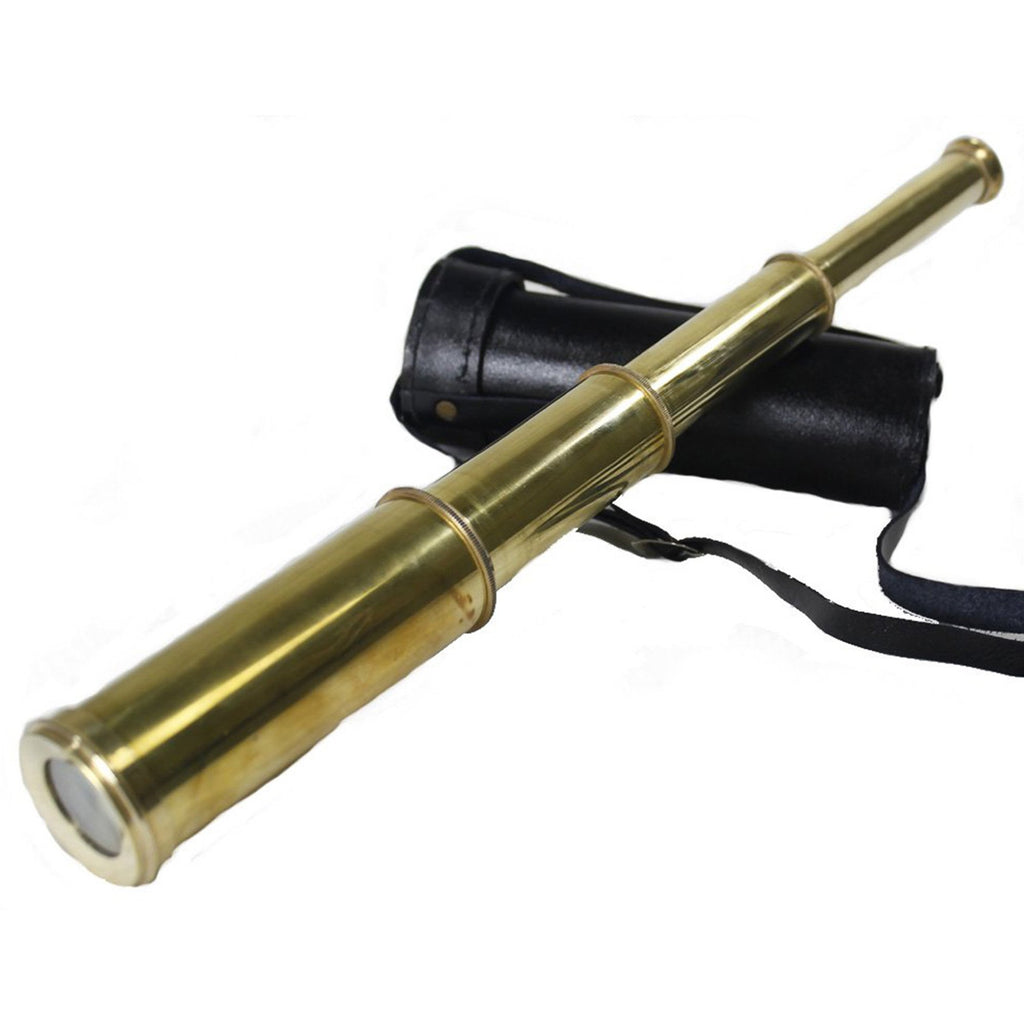 BR 48521L - Polished Brass Pirate Telescope with Pouch