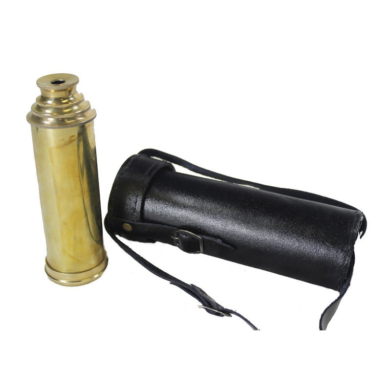 Polished Brass Pirate Telescope with Pouch