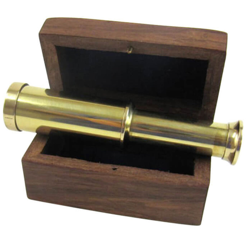 BR 48527B - Solid Brass Compact Retractable Telescope 4" with Box