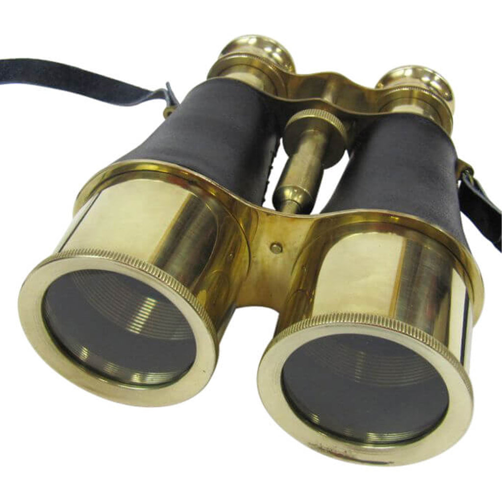BR 48532 - Brass Binoculars w/ Faux Leather Wrap (4874)