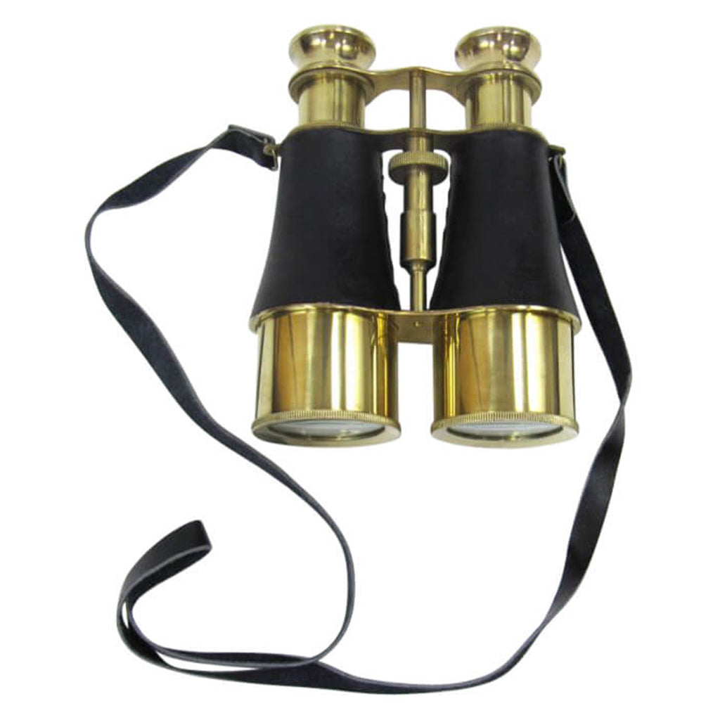 BR 48532 - Brass Binoculars w/ Faux Leather Wrap (4874)