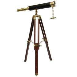 BR 48552A - Brass Tabletop Telescope, Wooden Stand