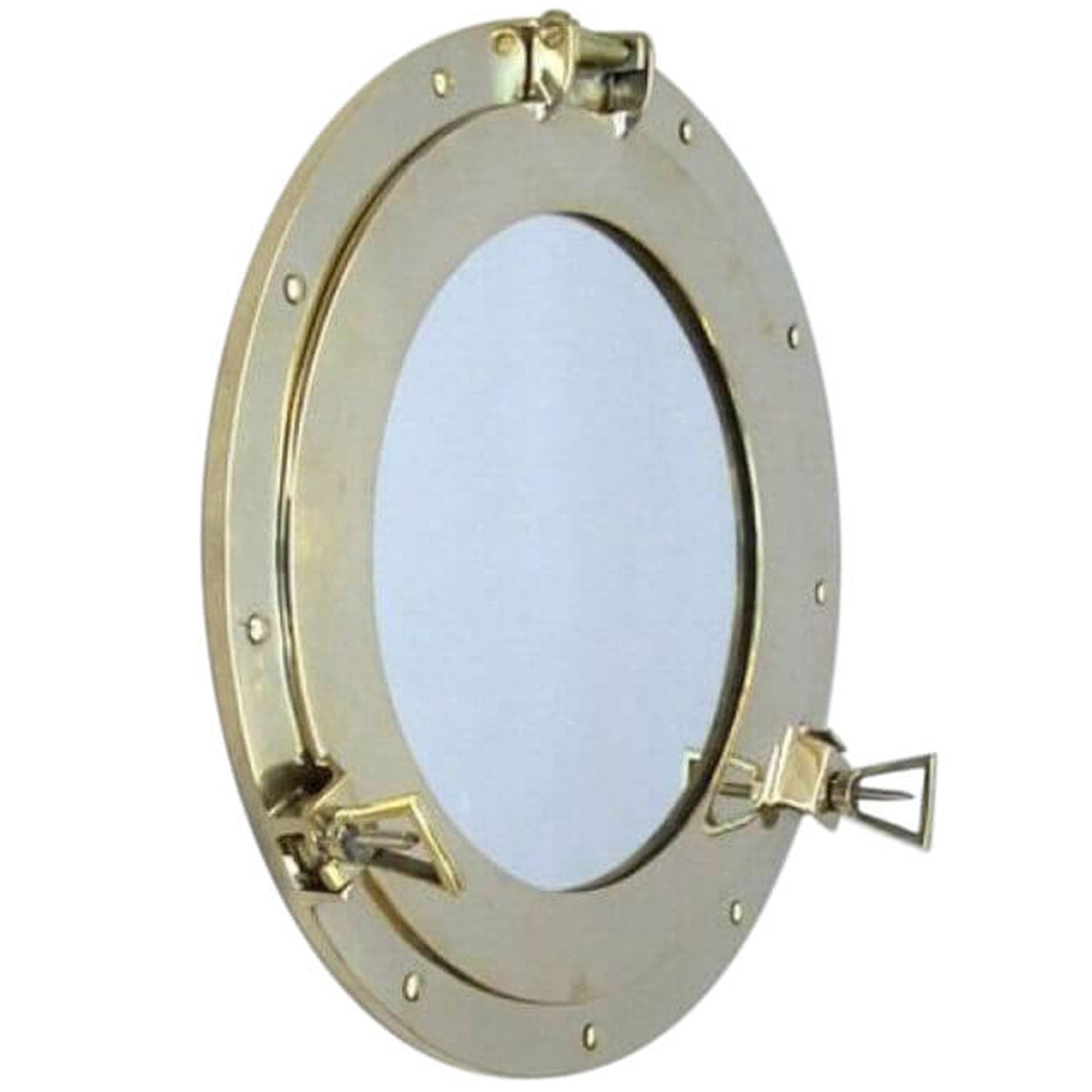 BR 4861M - Gold Finish Brass Porthole with Mirror, 14"
