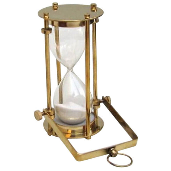 Sand Timer Hourglass 6", Brass & Glass
