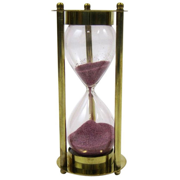 Brass "MARY ROSE" Hourglass, Purple Sand