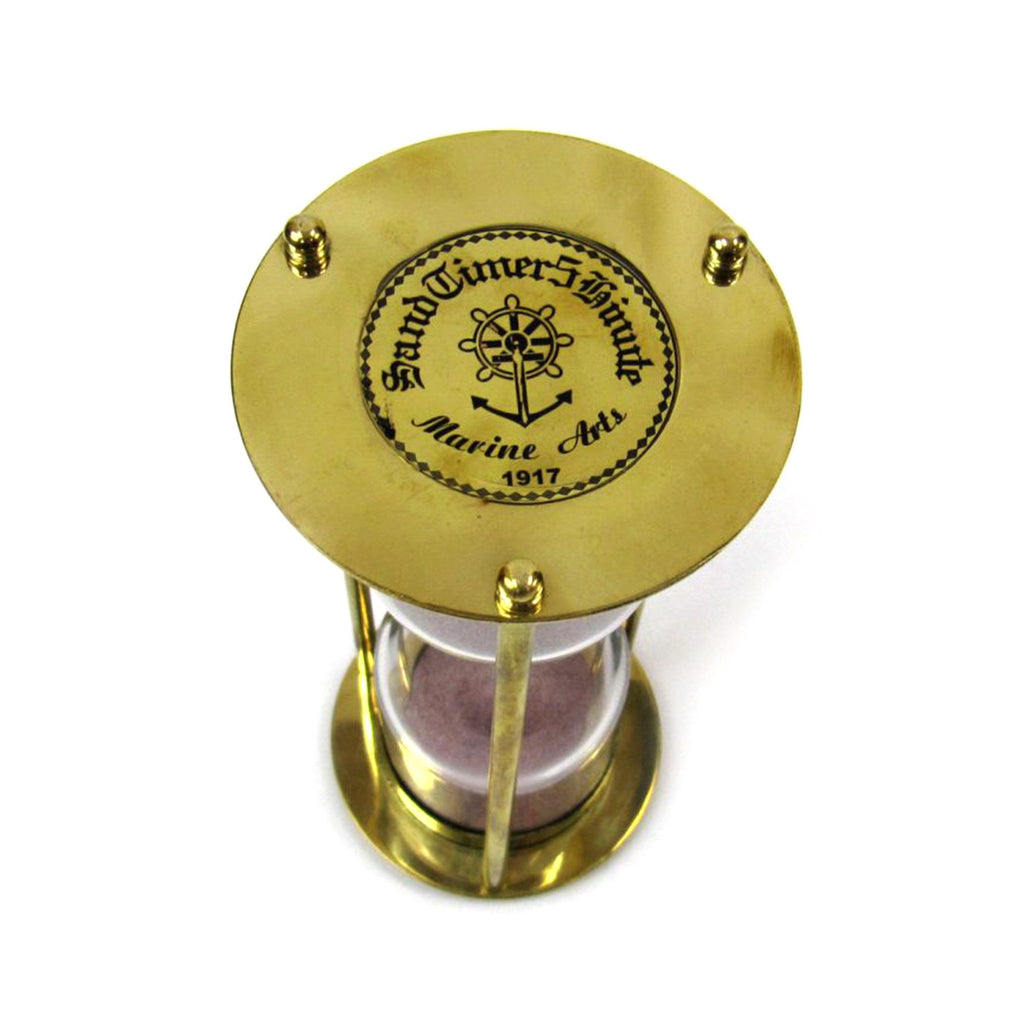 BR 4864EP - Brass 5-minute Hourglass, Purple Sand