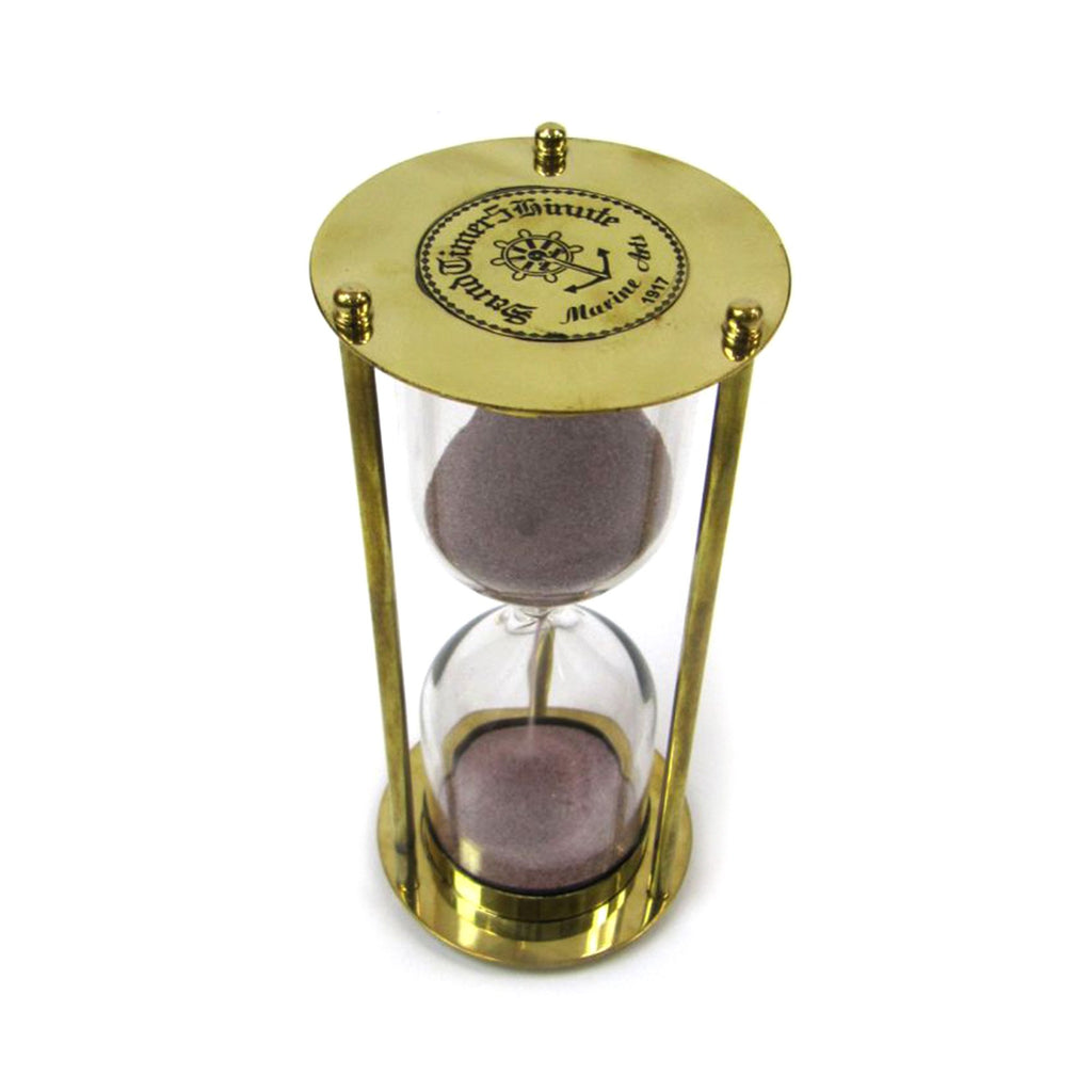 BR 4864EP - Brass 5-minute Hourglass, Purple Sand