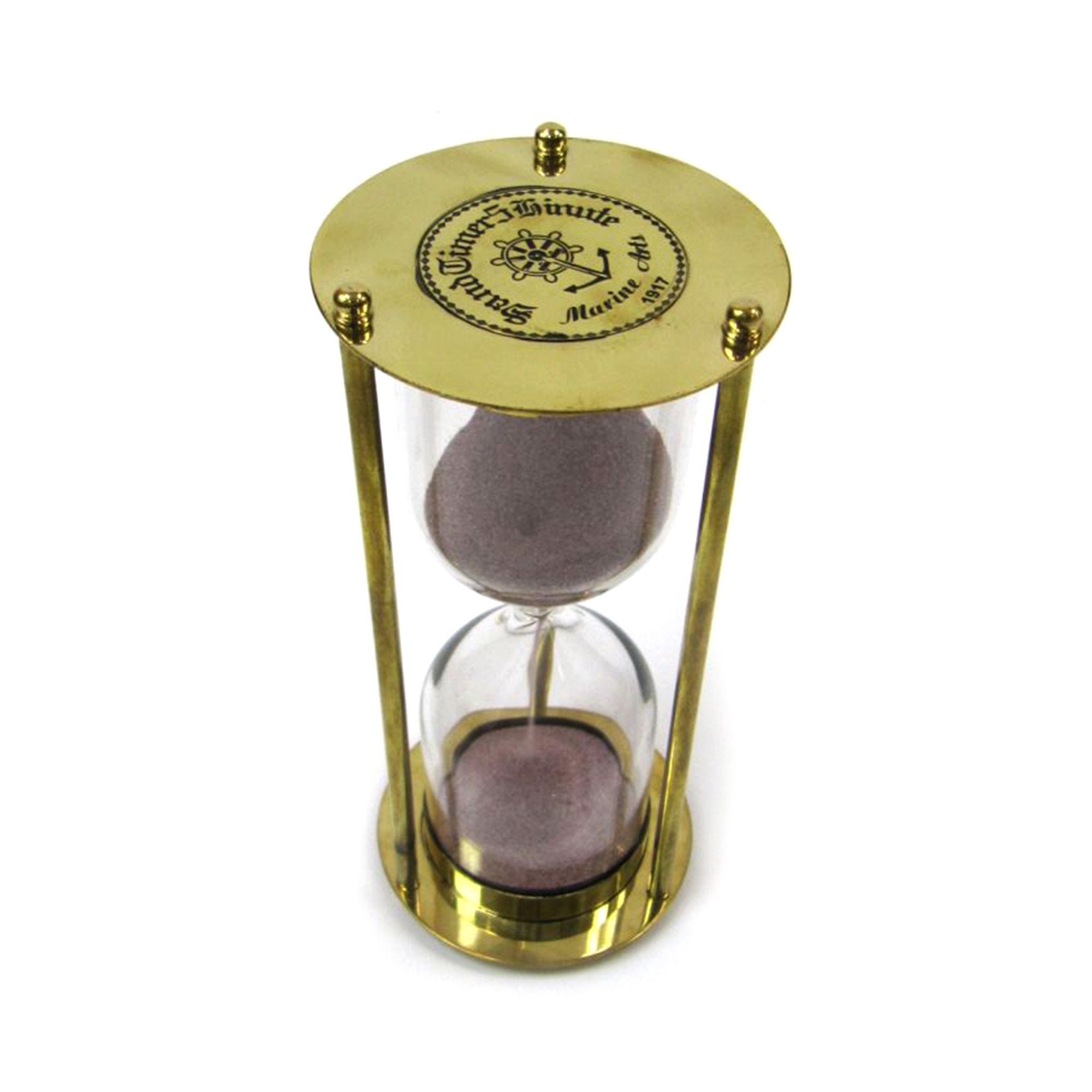 BR 4864EP - Brass 5-minute Hourglass, Purple Sand
